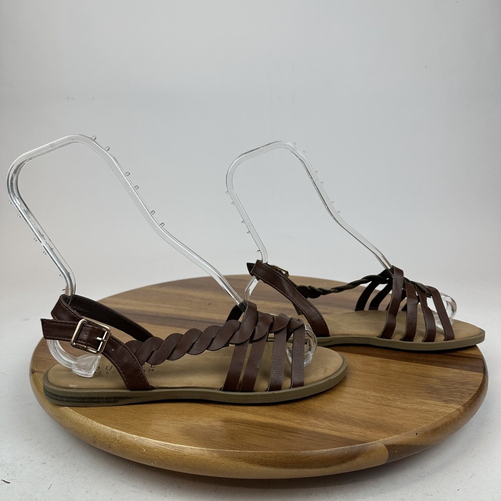 New Womens Journee Collection Solay Brown Braided d'Orsay Sandals Size 7 M NWOB